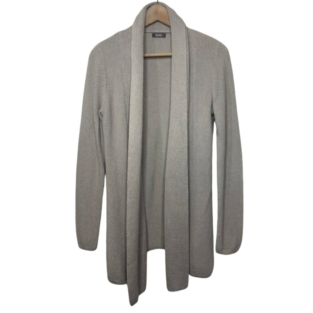 GRAIN DE MALICE (GDM) | Tan with Metallic Stitch Open Front Cardigan | Size M